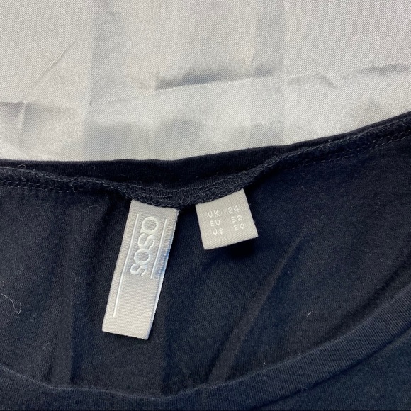 ASOS Black T-Shirt Top Ribbed Lose Fitted Size Large - Picture 2 of 5